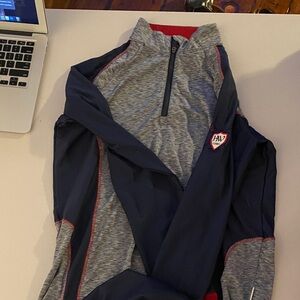 Horseware Gray and Navy Quarter-Zip Pullover